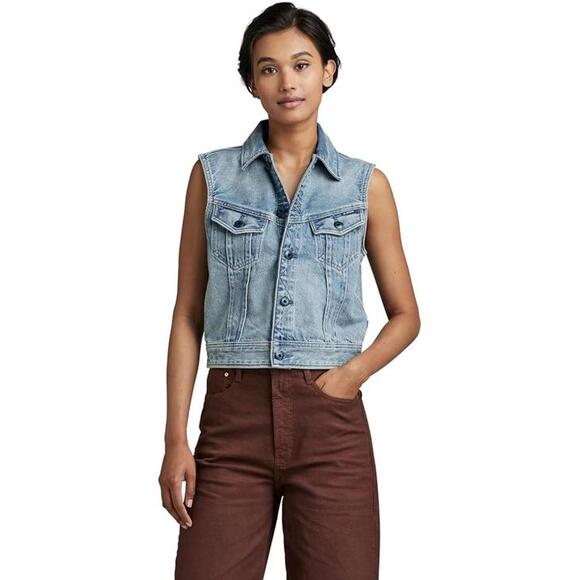 NWT G-Star RAW Women’s Slim Denim Vest Sun Faded Air Force Blue Size XS - Picture 6 of 7